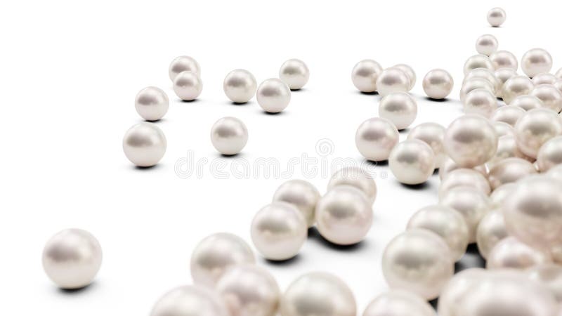 Pile of pearls. Background of the plurality of beautiful pearls. Gems, women`s jewelry, nacre beads. Background For your