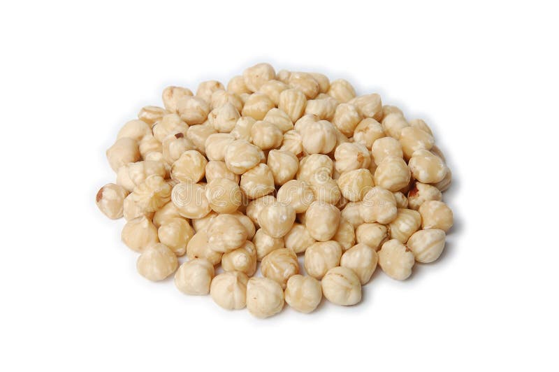 Pile of peeled (blanched) hazelnuts