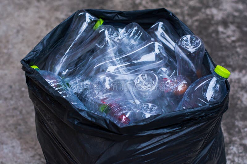 Pile Recyclable Plastic Bottles in Trash Bag Stock Photo Image of