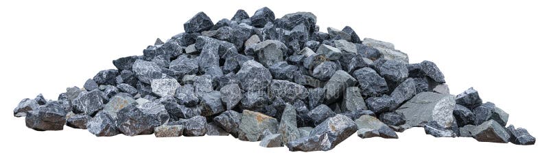 Pile rocks isolated on white background. Clipping path