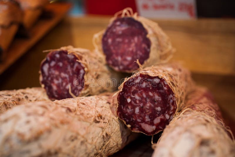 Sausage Salami Of Corsica France Stock Image Image of piece, wild