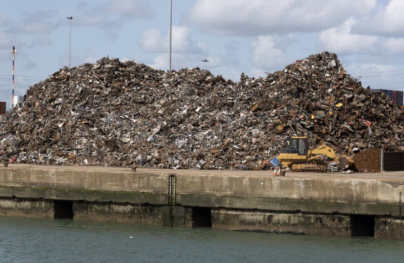 A pile of scrap metal in Southampton Docks UK stock photos A pile of scrap metal in Southampton Docks UK stock photos