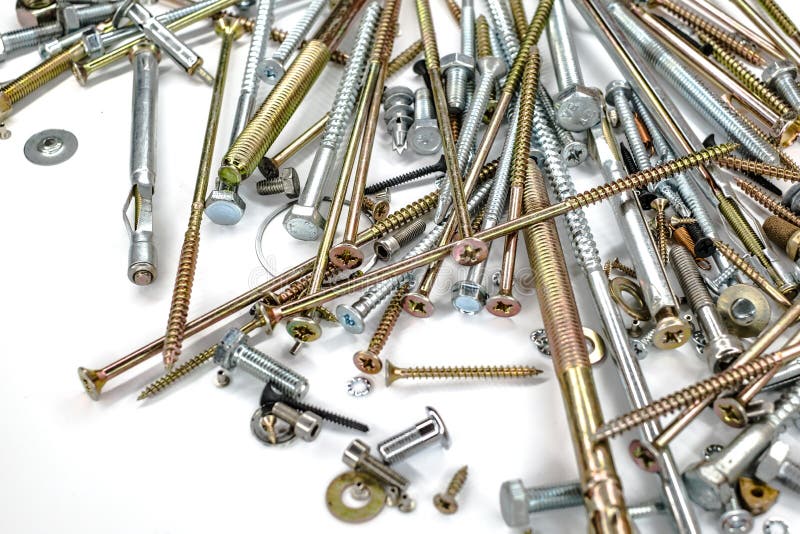 Pile of Screws and washers stock photo. Image of construction 181939850
