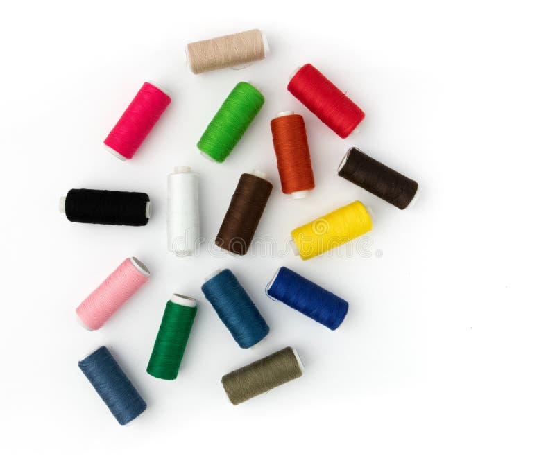 Sewing Colored Threads Isolated on White Stock Image Image of purple