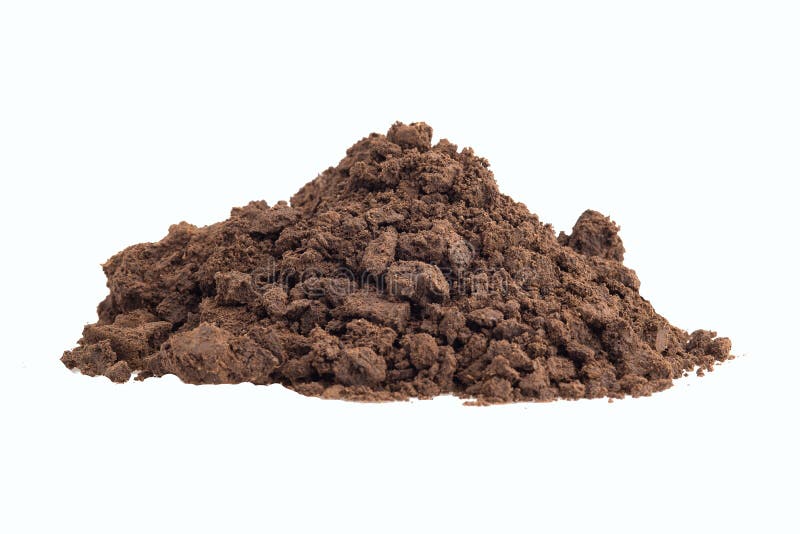 A Pile of Soil.View of a Pile of Brown Soil Located on a White