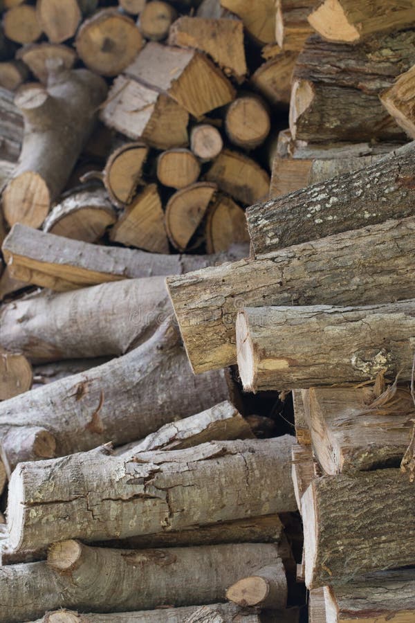Pile of Split Logs for a Wood Burning Fire Place Stock Image Image of