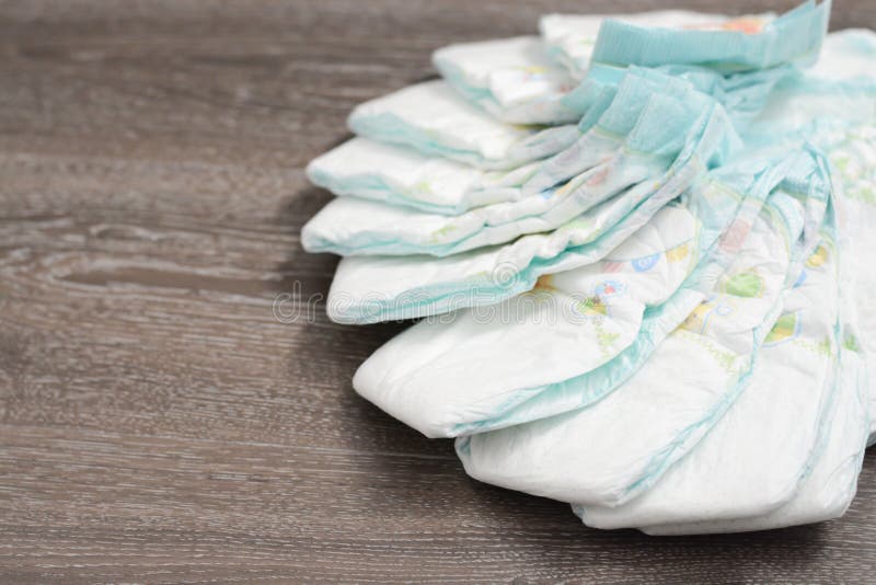 Stack of baby diapers stock image. Image of supplies 21695509