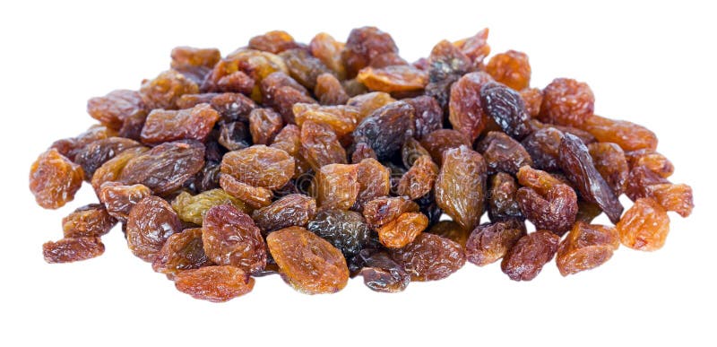 A pile of sultana raisins isolated