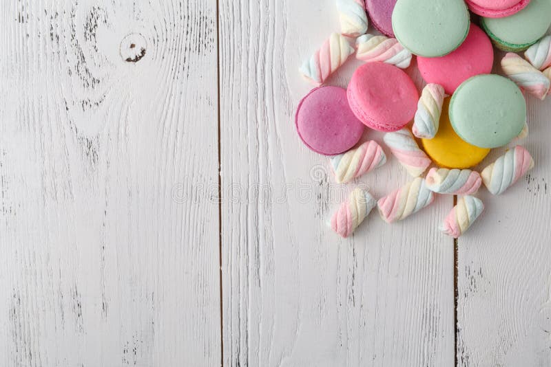 Pile of sweets on white background