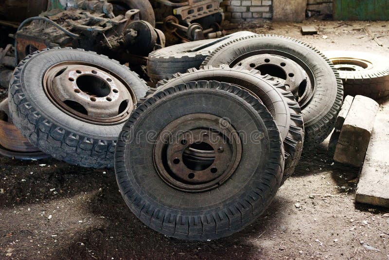 Pile of used car old tires stock image. Image of detail 256369771