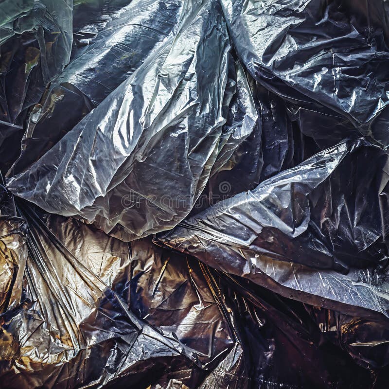 Pile of Used Plastic Bags, Pollution and Environmental Damage Concept