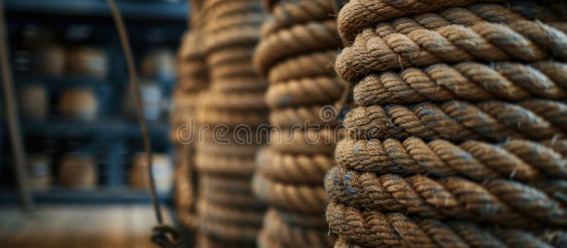 Pile of Various Ropes Close-up stock photos