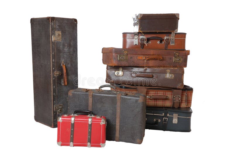 Pile of old vintage suitcases colorful briefcases Vector Image