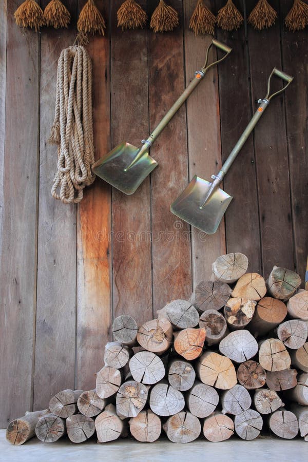 A pile of wood in the cabin storage of peasant agriculture