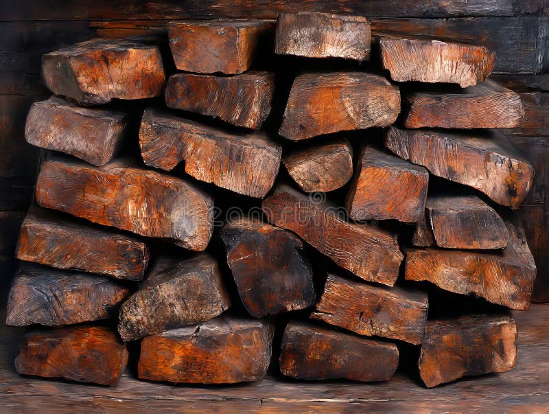 A pile of wood sitting on top of a wooden table stock photography