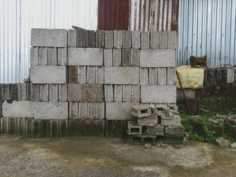 Closeup shot of cinder blocks for construction Stock Photo by