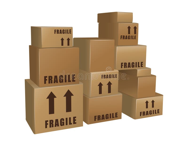 Piles of cardboard boxes vector. Pile boxes vectors