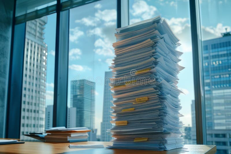 Piles of paper office filled with paperwork full archive file documents stack of folders information outdated old stock images