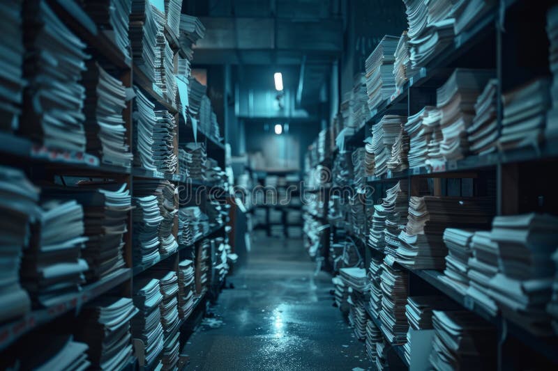 Piles of paper office filled with paperwork full archive file documents stack of folders information outdated old royalty free stock photos