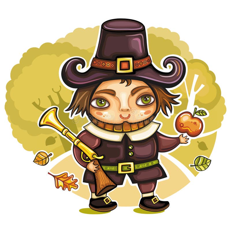 Pilgrim boy stock illustration