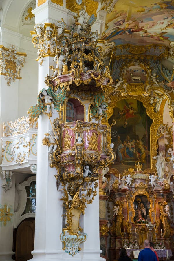 Pilgrimage Church of Wies. Interior View. Bavaria, Germany. Editorial Stock  Image - Image of chapel, architecture: 84980799