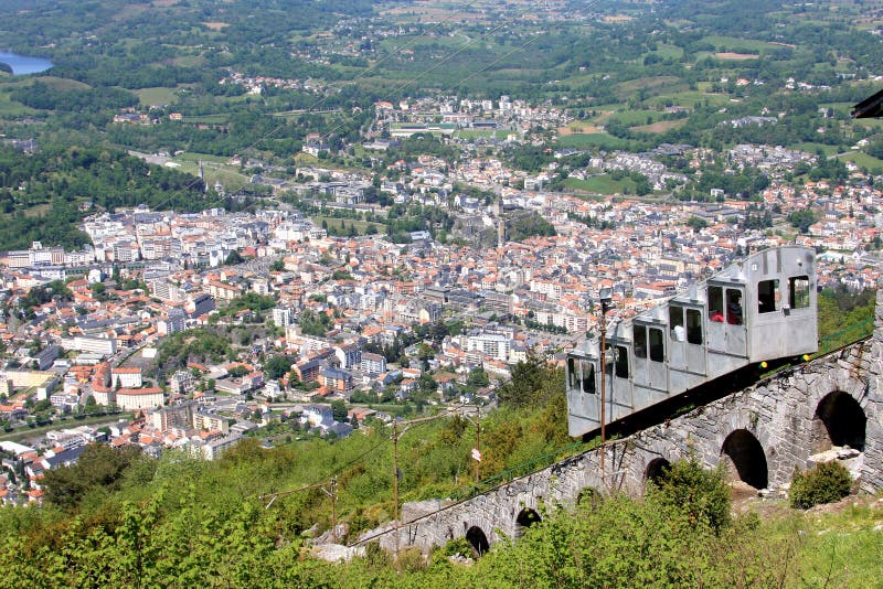 The Pilgrimage Town of Lourdes from the Pic Du Jer Stock Photo - Image ...