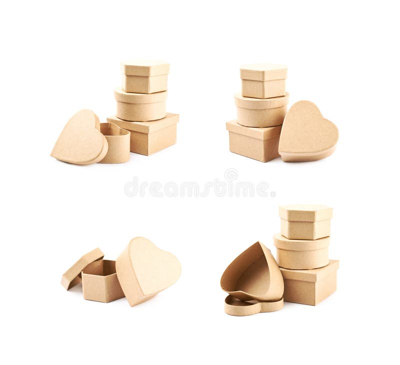 Pilha das caixas de presente de papel isoladas fotografia de stock royalty free Pilha das caixas de presente de papel isoladas fotografia de stock royalty free