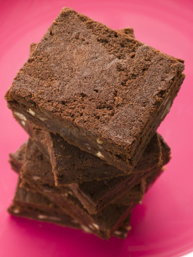 High Angle View Of A Stack Of Chocolate Brownies. High Angle View Of A Stack Of Chocolate Brownies