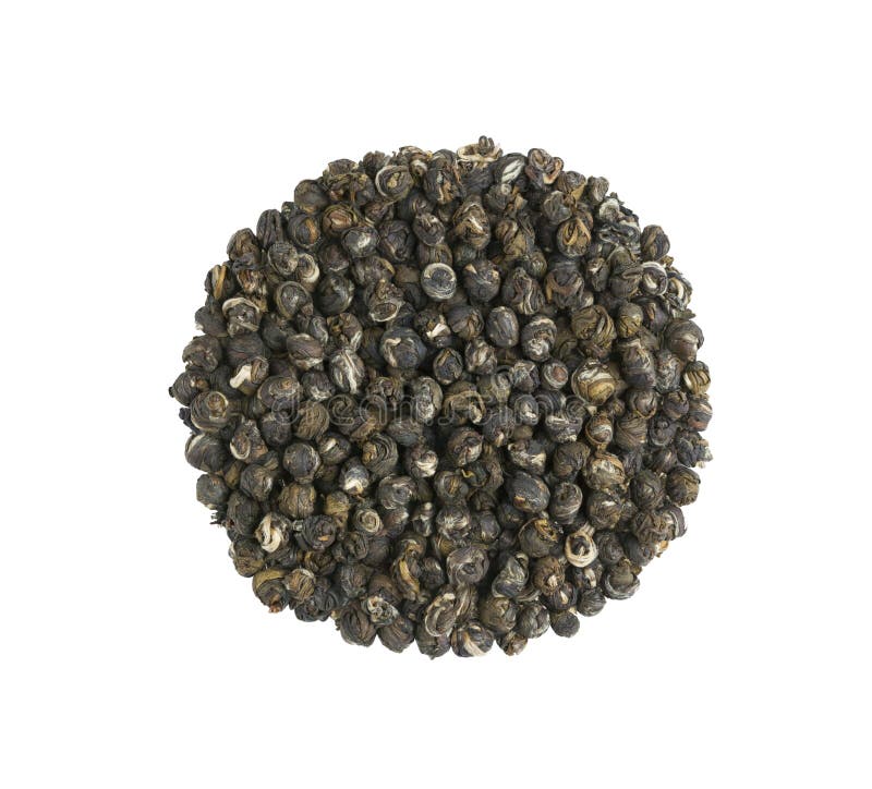 Pilha de Jasmine Dragon Pearl Flower Tea imagem de stock royalty free Pilha de Jasmine Dragon Pearl Flower Tea imagem de stock royalty free