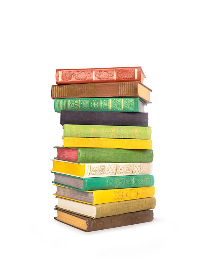 Pilha de livros isolada sobre fundo branco imagens de stock royalty free