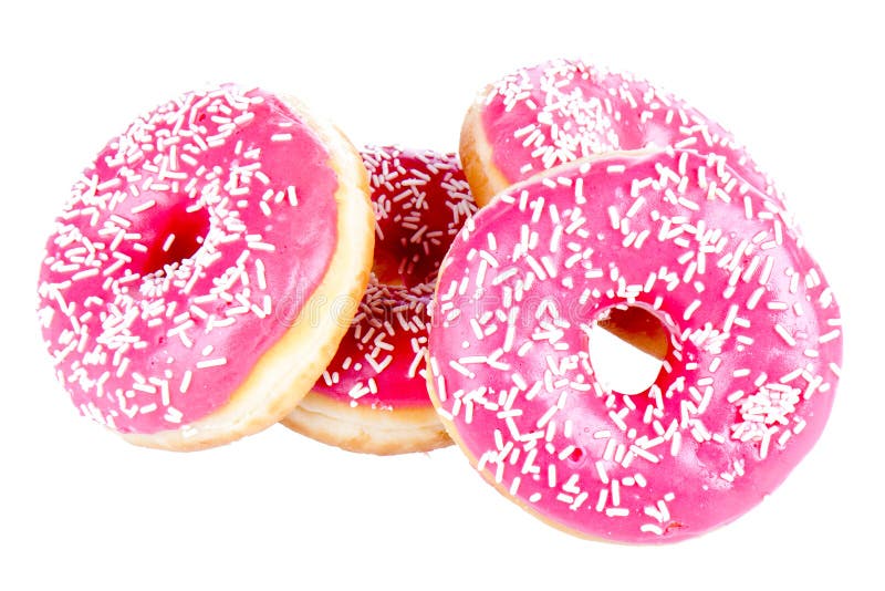 Uma pilha de quatro donuts imagens de stock royalty free