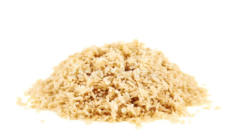 Pile of boiled brown rice isolated over white background. Pile of boiled brown rice isolated over white background