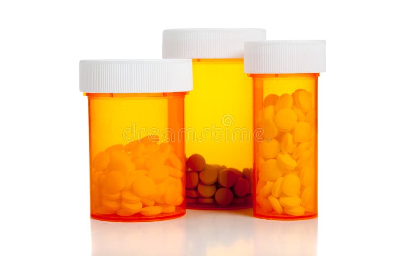 Pill Bottles on a White Background Stock Image Image of treatment