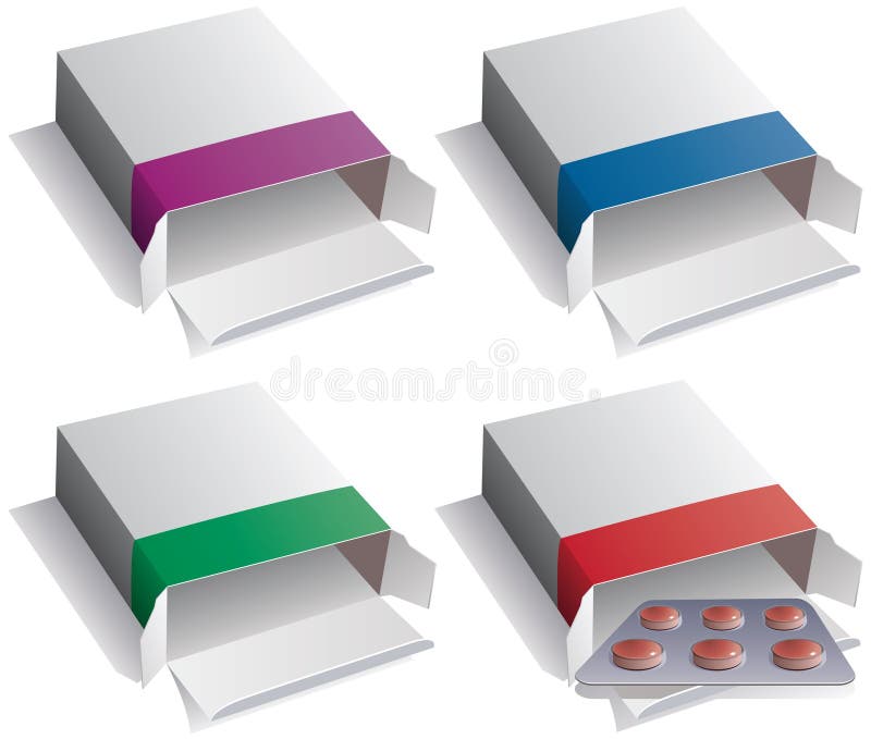 Pill packs and medical pills stock illustration