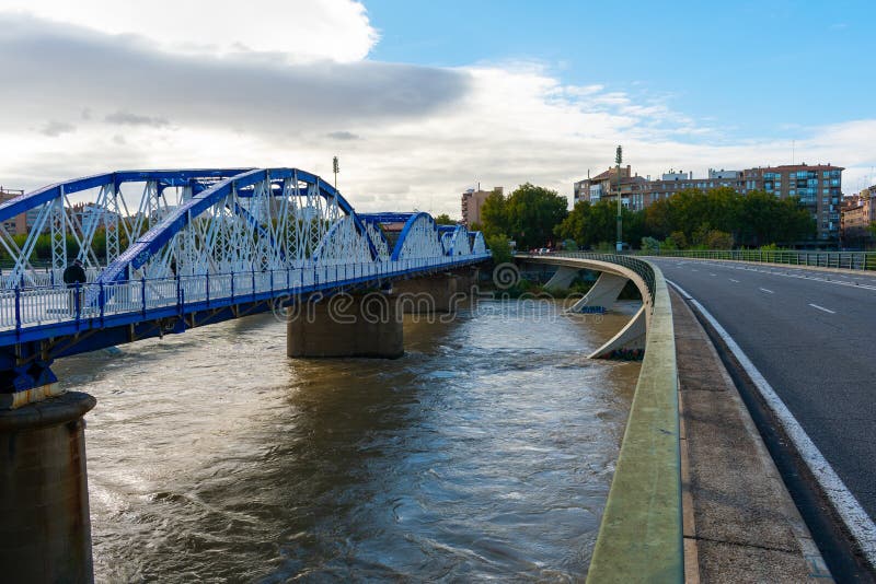 Pillar Bridge or Iron Bridge (Puente De Hierro) in Zaragoza, Spain