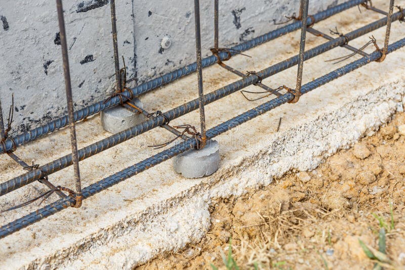 Pillar Cement with Steel Rod in Construction Site Stock Photo Image