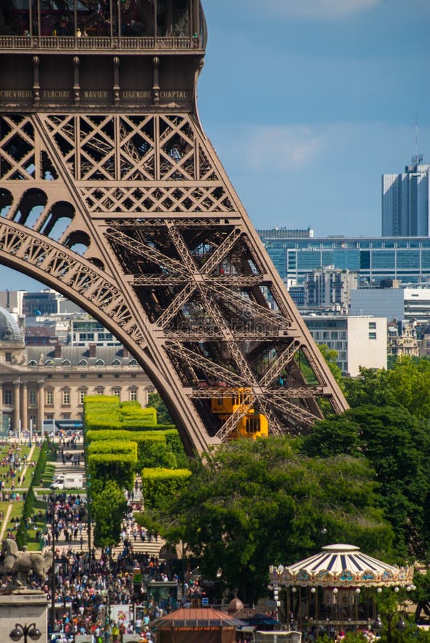 Pillar of Eiffel Tower Tour Eiffel Blue Sky Steel Structure Editorial
