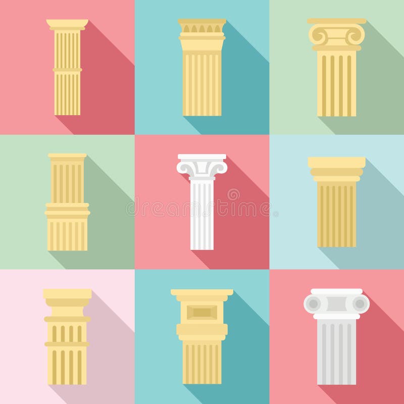 Pillar icon set, flat style