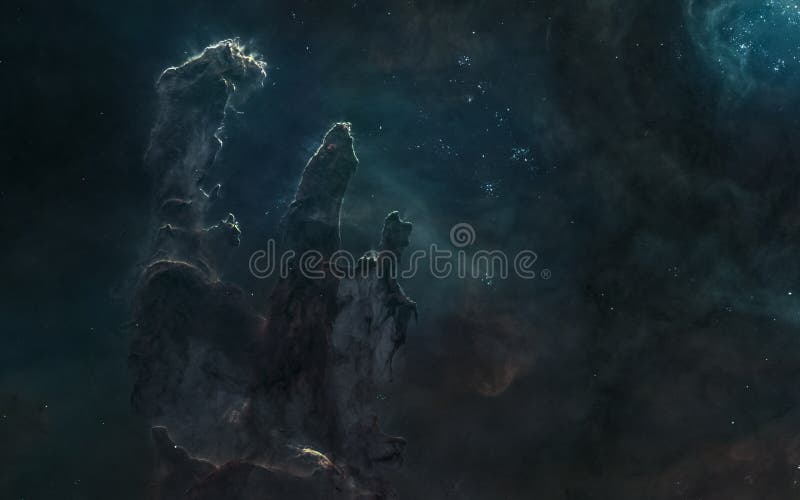 Pillars of Creation. Beauty of deep cosmic landscape. Science fiction