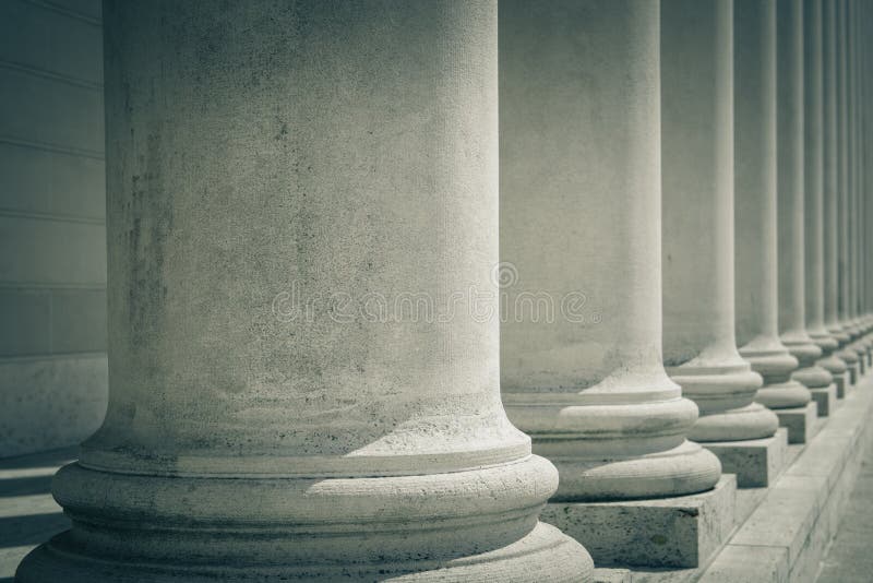 The Pillars of Justice at the Supreme Court Building Stock Image
