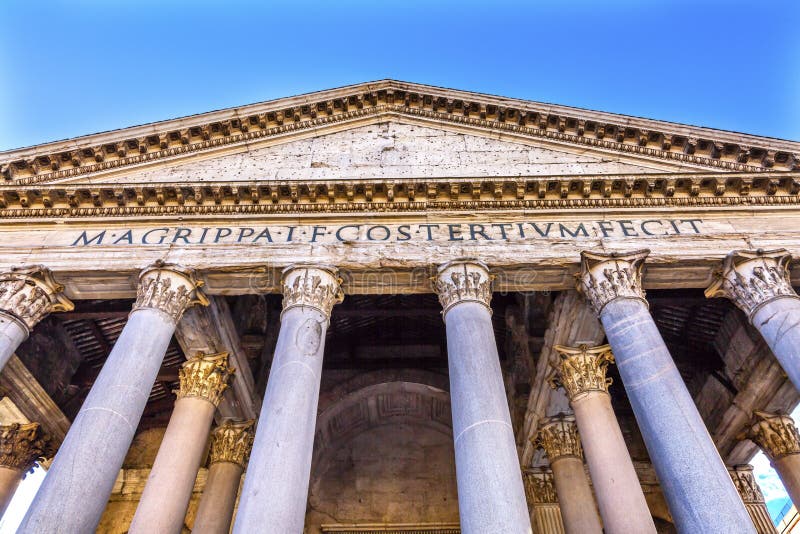 Facade Pillars Pantheon Rome Italy