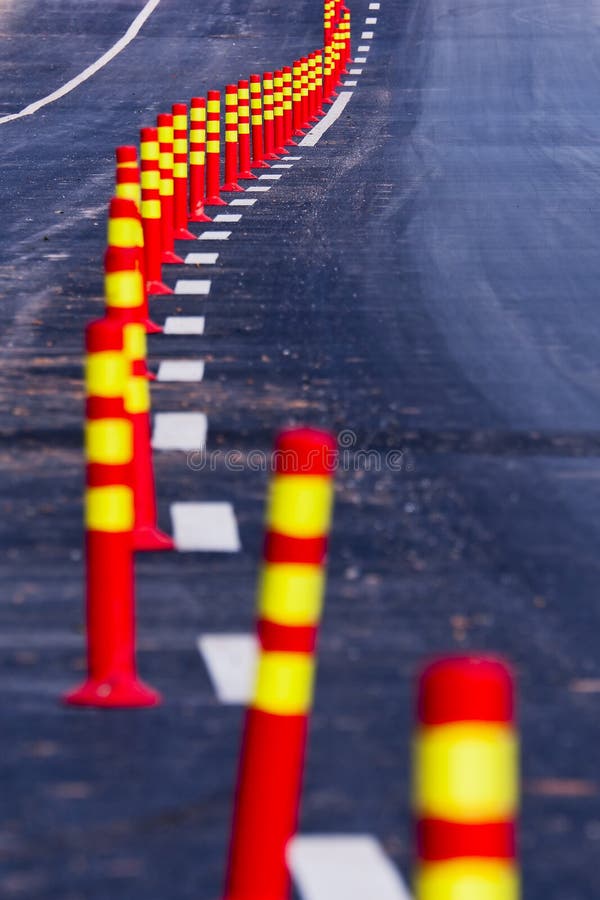 Pillars on road