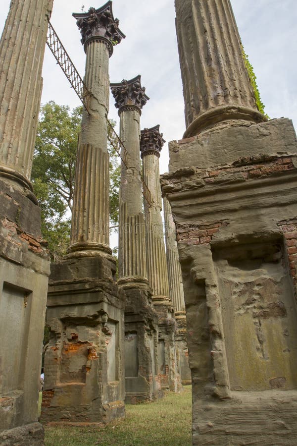 Greek Revival Pillars of Windsor Ruins, Mississippi Stock Photo Image