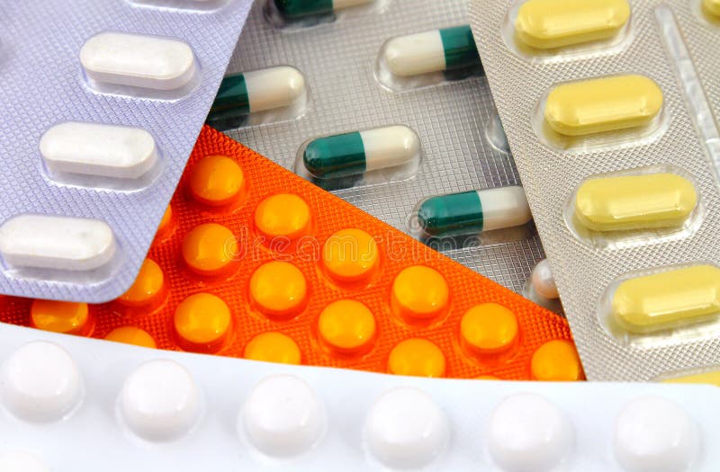 Rosaweiße Und Blauweiße Antibiotika Der Nahaufnahme Kapseln Pillen in