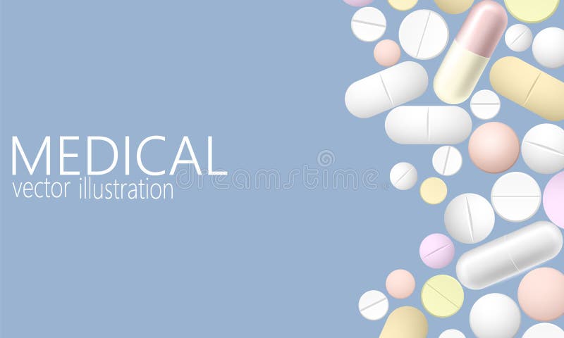 Pillola e compresse, medicina isolata su fondo blu Mucchio 3D delle medicine realistiche, capsule, droga Sanità illustrazione vettoriale Pillola e compresse, medicina isolata su fondo blu Mucchio 3D delle medicine realistiche, capsule, droga Sanità illustrazione vettoriale