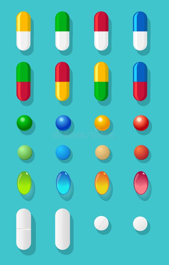 Pillole e capsule colorate diverse royalty illustrazione gratis