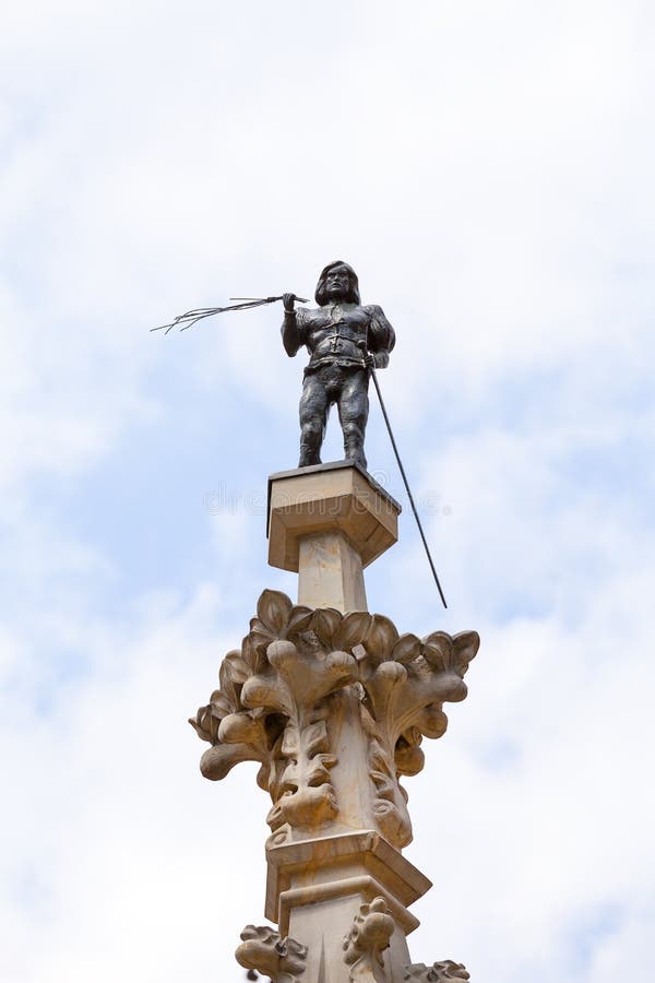 Pillory, statue of medieval executioner on a high column, Market Square, Wroclaw, Poland royalty free stock photography