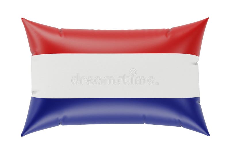 Pillow with the Netherlands Flag. 3D Rendering Stock Illustration