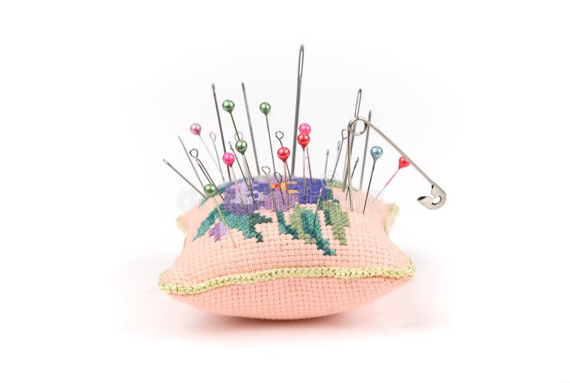 Needle pillow with pins stock image. Image of hobby, cutting 19893411