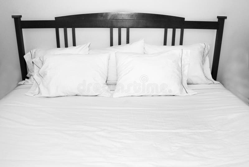 Pillows of Comfort on White Bed Stock Photo Image of indoor, furniture 36103228